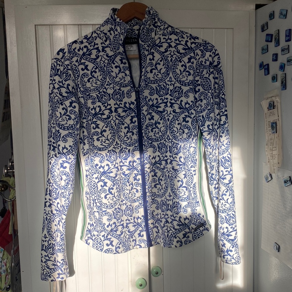 Athleta Royal Blue Zip Up Front Cozy Sports Top M